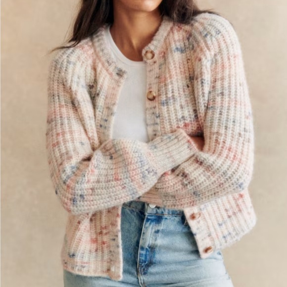 Sezane Multi Speckled Pierre Cardigan - Cream - Picture 10 of 10